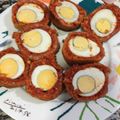 El cooksnap de Luis Orte cuando hizo Huevos a la escocesa con chorizo y patatas paja.