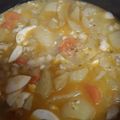 El cooksnap de David cuando hizo Purrusalda con migas de pescado.