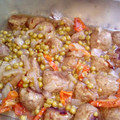 El cooksnap de Lidia Reyes Paula cuando hizo Albondigas en salsa con champiñones y guisantes.
