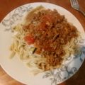 El cooksnap de Solange Herrera Goler cuando hizo Salsa boloñesa con tallarines.
