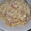 El cooksnap de Maria Garcia cuando hizo Tallarines con salsa de bacon y queso brie.