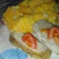 El cooksnap de Tatiana de Abreu cuando hizo Milanesas de berenjena con puré de calabacín al horno y papas 🥔 🍆.