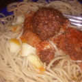 El cooksnap de Diana Castillo cuando hizo Espagueti con albóndigas mini.