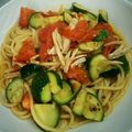 はんぶんこ☆'s cooksnap of when they made ズッキーニとトマトのコンソメスパゲティ.