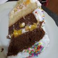El cooksnap de Jorge cuando hizo Torta de crema y duraznos, con cobertura glasé 🍰🍑.