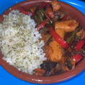 El cooksnap de Marta González cuando hizo Cazuela de rovellones, pimientos, chirivía, zanahoria y salchichas viena vegetarianas.
