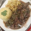 El cooksnap de Lennier Jara Fuentes cuando hizo Goulash de Carne con Champiñones acompañado de arroz y papas fritas.