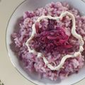 il Ilovecookingathome quando ha preparato Riso viola con formaggio di capra e pistacchio