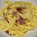 Sonia's cooksnap of when they made Bucatini Carbonara.