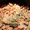 El cooksnap de Carmeta cuando hizo Sopa de coliflor, zanahoria, garbanzos de soja blanca y gambas.