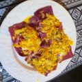 El cooksnap de SLQ cuando hizo Ravioles de remolacha, rellenos de pollo y verduras.