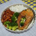 Cooksnap de Cláudia Lima quando cozinhou Salmão grelhado com Batata Doce, Arroz e Brócolos.