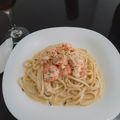 El cooksnap de Sandra Vera cuando hizo Pasta Alfredo con Pollo y Camarón.