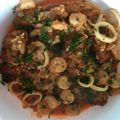 El cooksnap de German Antonio Bustamante Patron cuando hizo Corvina en Salsa de Mariscos.