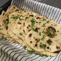 Chris Bewick's cooksnap of when they made Garlic ‘Naan Style’ Flatbreads.