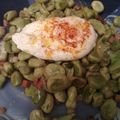 El cooksnap de Raúl Martínez cuando hizo Habitas con jamón, cebolla y huevo poché.
