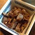Felice's cooksnap of when they made Konnyaku Mushrooms with Miso Oyster Sauce.