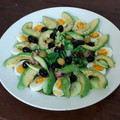 El cooksnap de Ángel Pérez cuando hizo Ensalada-carpaccio de pepino, atún, rúcula, canónigos, aguacate y huevo.