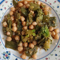 El cooksnap de Merche MR cuando hizo Garbanzos con brócoli, judías verdes y setas.