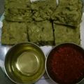 Vandna bosamiya's cooksnap of when they made મગ ની દાળ ના ઢોકળા વીથ આચાર મસાલો (Moong Dal Dhokla With Aachar Masala Recipe In Gujarati).