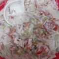 Rashida Minhaj's cooksnap of when they made Tomotoes and cucumber salad.