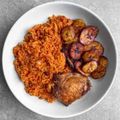 Temitope Adekunle's cooksnap of when they made Jollof rice with fried chicken and plantain.