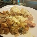El cooksnap de Ludmila Lombi cuando hizo Pechugas de pollo rellenas con salsa de verdeo y papas al horno.