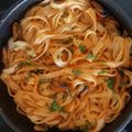 El cooksnap de raquel cuando hizo Espaguetis marineros.