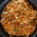 El cooksnap de raquel cuando hizo Espaguetis marineros.