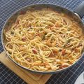 Károly Sipos Cooksnap-ja, amikor elkészítette a(z) Tejszínes garnélás spagetti receptet.
