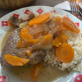 El cooksnap de Myriam Lara camus cuando hizo Carne al jugo con puré picante.