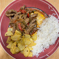 El cooksnap de melias cuando hizo Lomo saltado peruano.