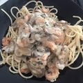 El cooksnap de JennyJarSa cuando hizo Espaguetis con salmón y gambas.