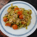 El cooksnap de Ari Rodriguez cuando hizo Pasta de espinacas con verduras.