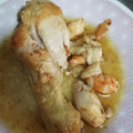 El cooksnap de Zaira cuando hizo Pollo y langostinos al ajillo.