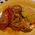 El cooksnap de Mario H. Davi cuando hizo Chorizos a la pomarola fácil y ricos con puré de papas.