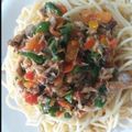Halima Abubakar's cooksnap of when they made Spaghetti with fish sauce.