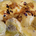 El cooksnap de Esther Montesinos Morales cuando hizo Gnocchi relleno de achicoria y scamorza con salsa de calabaza.