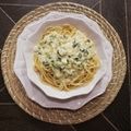 El cooksnap de Angélica cuando hizo Salsa de crema al verdeo con alcaparras.