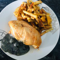 El cooksnap de Ainoa Doñas cuando hizo Pechuga de pollo bañada con salsa de arándanos y patatas pajas.