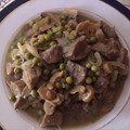 El cooksnap de Sara Lopez cuando hizo Ternera en salsa con champiñones y guisantes.