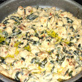 El cooksnap de Karen Rodríguez cuando hizo Pollo en crema con espinacas.