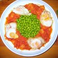 El cooksnap de Rosa Cintas cuando hizo Huevos con patatas, jamón serrano, chorizo y guisantes.
