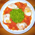 El cooksnap de Rosa Cintas cuando hizo Huevos con patatas, jamón serrano, chorizo y guisantes.