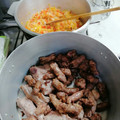 El cooksnap de Sandra Alida Gómez cuando hizo Tuco con carne y salchichas parrilleras.