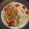 BuckeyeMan56's cooksnap of when they made Angel Hair Pasta with Garlic,Olive oil, Cherry Tomatos, Peppers and Onions.