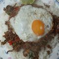 Dominic Goulding's cooksnap of when they made Thai basil and chilli minced beef with an egg (Phat Kaphrao).