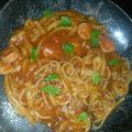 El cooksnap de Joha San Martin cuando hizo Fideos con salchichas de viena cocidos en salsa de tomate .