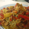 El cooksnap de chus cuando hizo Pollo al pimiento con salsa de kéfir al curry.