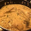 El cooksnap de Clau Rios cuando hizo Pollo en crema con hongos.